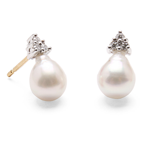 Diamond and Pearl  trefoil earrings