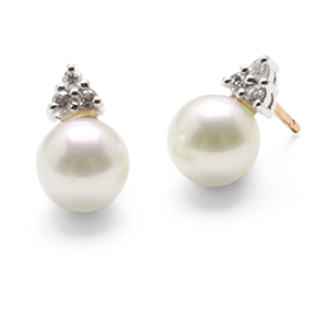 Diamond and Pearl  trefoil earrings