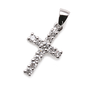 Diamond Eleven Stone Cross Pendant