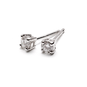 Four claw diamond studs in white gold